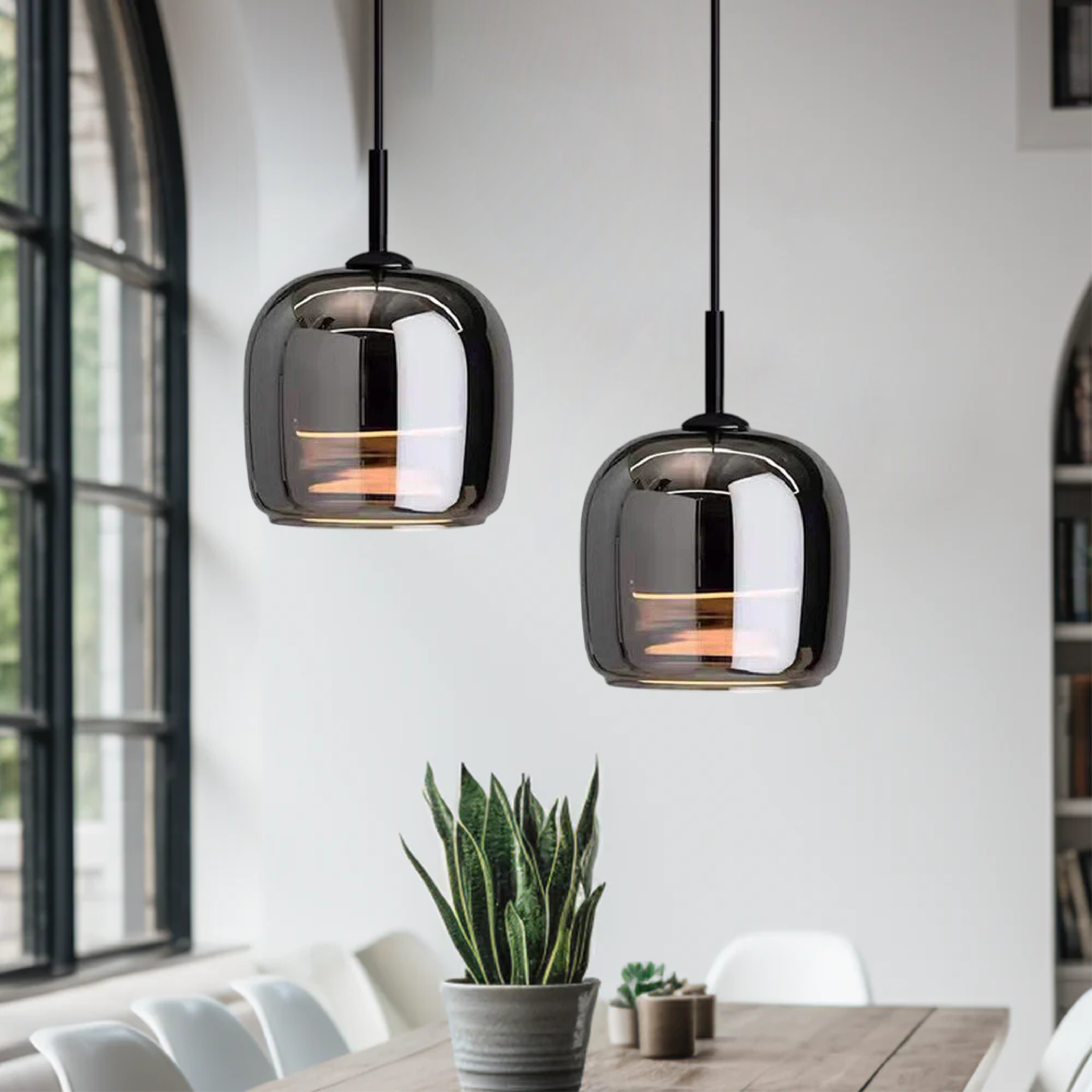 Luxlyn - Nordisk Sort Glas Pendellampe Moderne LED Luksus Hjem